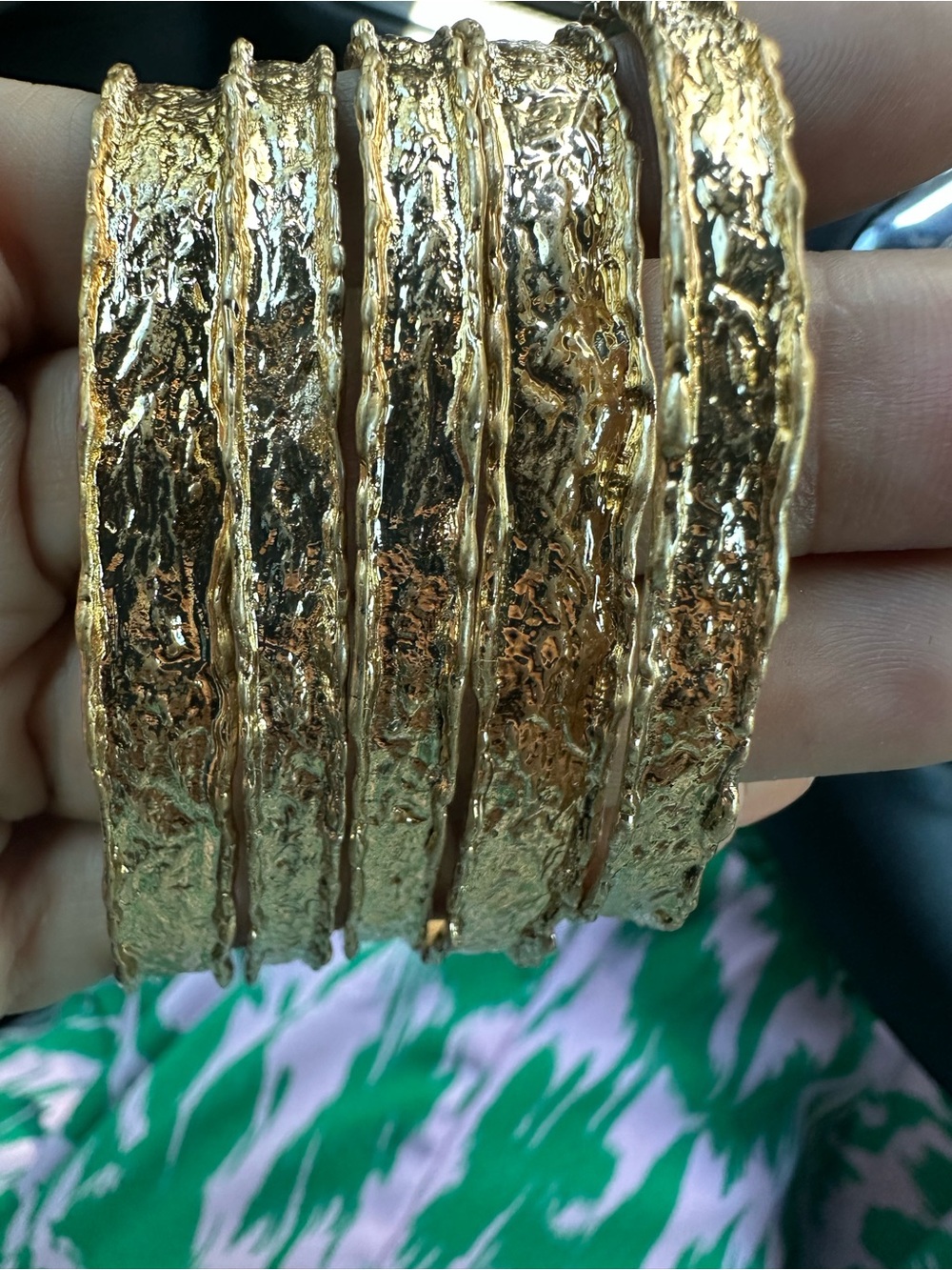 Zara Textured Gold Bangle Bracelet Set
